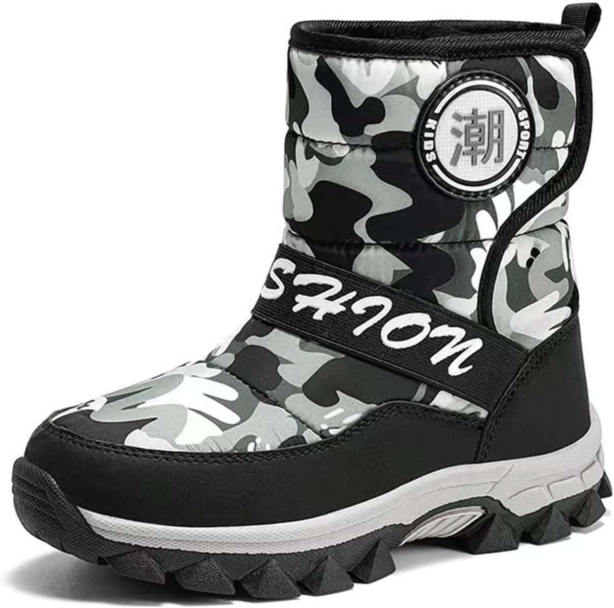 Childrens Fashion Snow Boots Outdoor Ski Shoes Boys Girls Kids Non Slip Comfy Warm Thick Shoes Mid Length Snowsuit