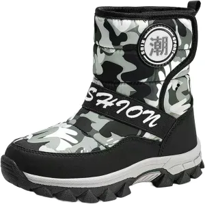 Childrens Fashion Snow Boots Outdoor Ski Shoes Boys Girls Kids Non Slip Comfy Warm Thick Shoes Mid Length Snowsuit