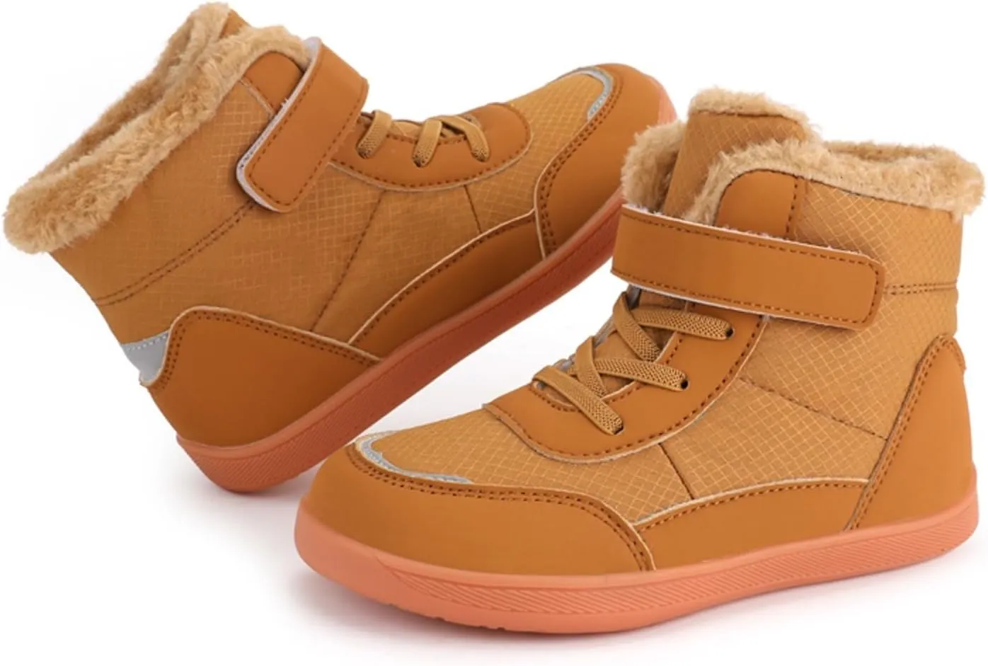 Fuzzy Lined Warm Snow Booties For Childrens Boys Girls Kids Open Toe Leather Soft Sole Boots Shoes Non Slip Sneaker