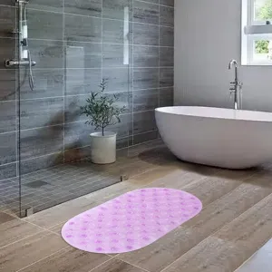 UMAI X SAVYA Home Diatom Mud Oval Bathroom Floor Mat PVC/Non-Slip & Soft/Light Weight Mat for Living Room, Anti Skid Mat for Bathroom Floor/Shower Mat/Multipurpose Mat (Purple) (Purple)