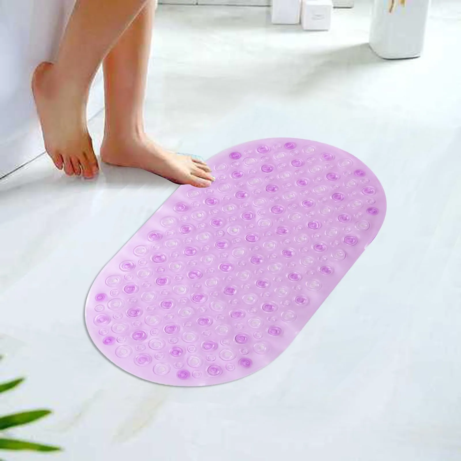 UMAI X SAVYA Home Diatom Mud Oval Bathroom Floor Mat PVC/Non-Slip & Soft/Light Weight Mat for Living Room, Anti Skid Mat for Bathroom Floor/Shower Mat/Multipurpose Mat (Purple) (Purple)