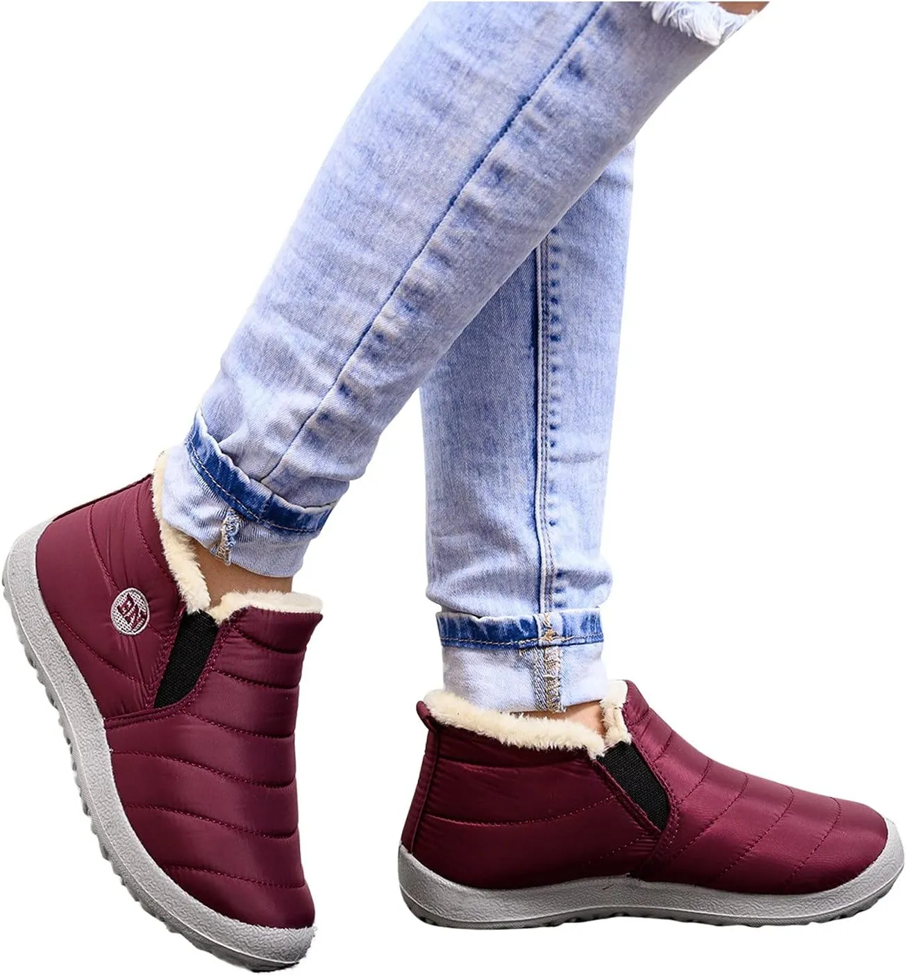 Winter Walking Shoes For Men Plush Lined Low Top Hiking Boots Non-Slip Snow Shoes For Men Casual Boots