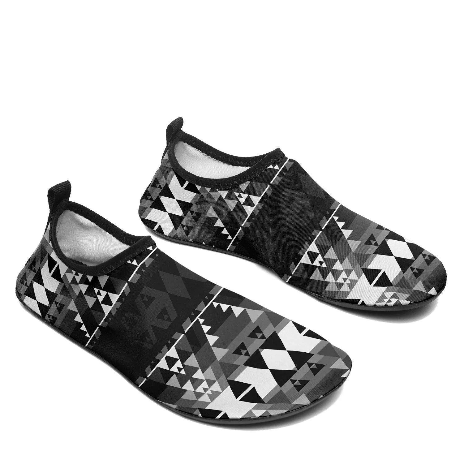 Writing on Stone Black and White Sockamoccs Kid's Sockamoccs Slip On Shoes