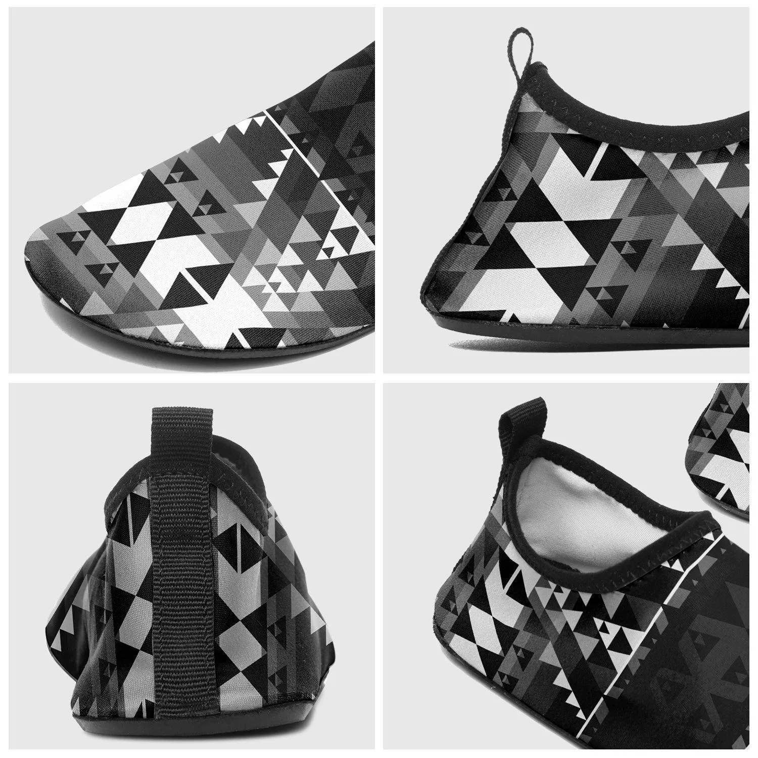 Writing on Stone Black and White Sockamoccs Kid's Sockamoccs Slip On Shoes
